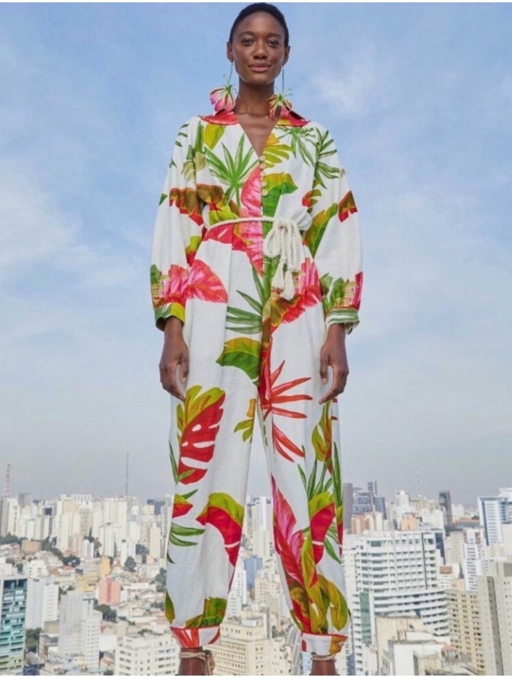 Farm Rio Tropical Print Women’s Linen Jumpsuit